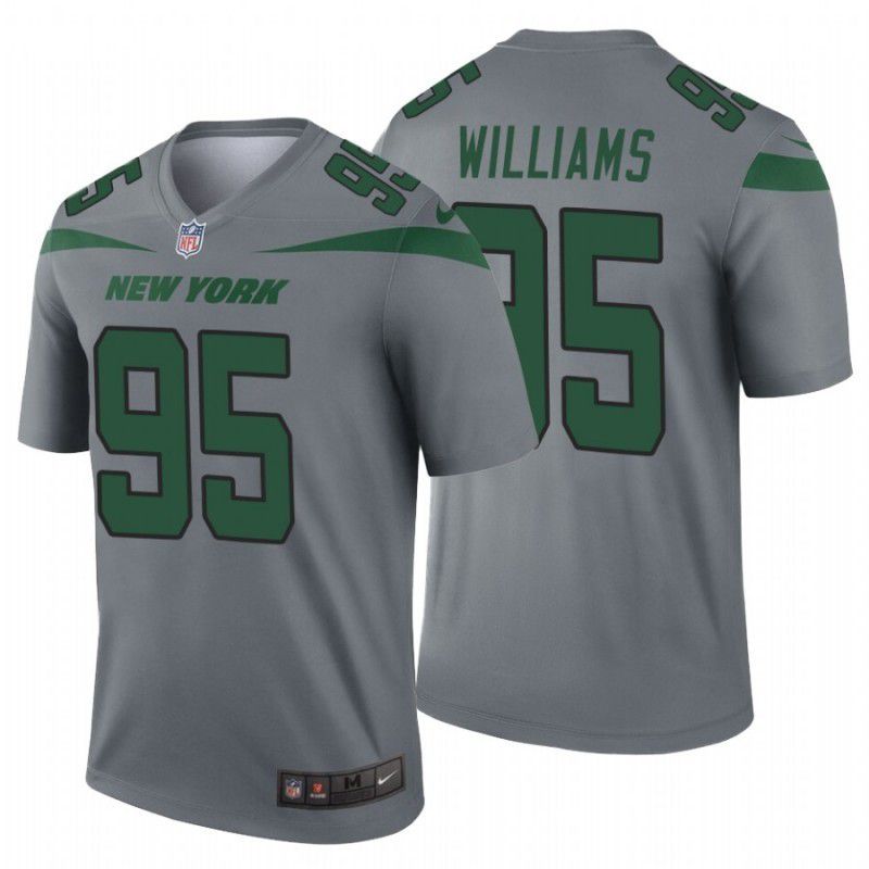 Men New York Jets #95 Quinnen Williams Nike Grey Inverted Legend NFL Jersey